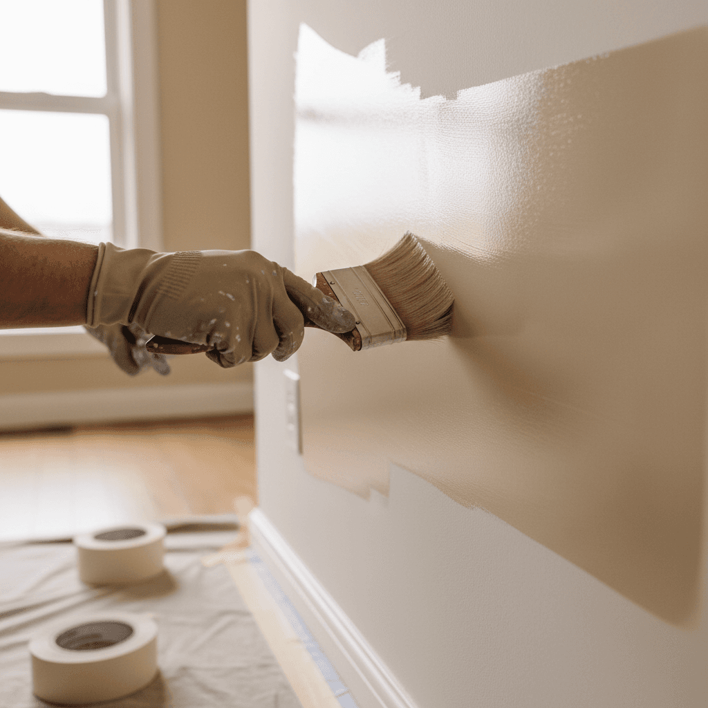 Interior painting in progress showing attention to detail and professional craftsmanship